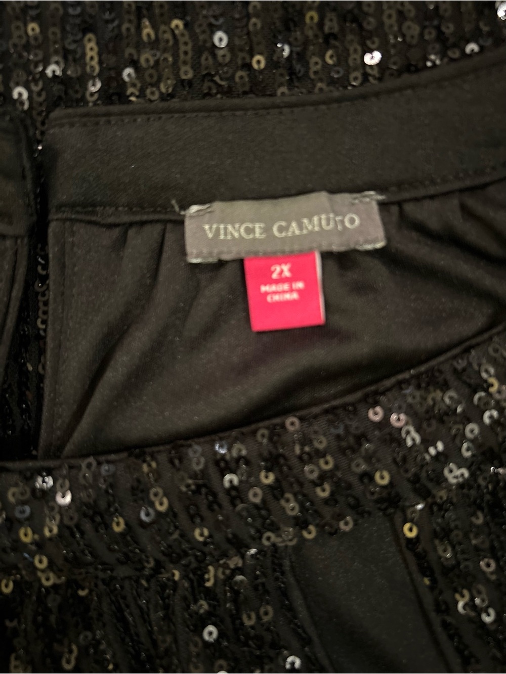 Vince Camuto Black Sequin Long Sleeve Tunic Too - Picture 7 of 9